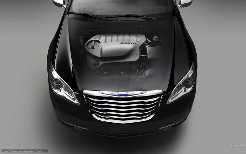 Black Chrysler with open hood