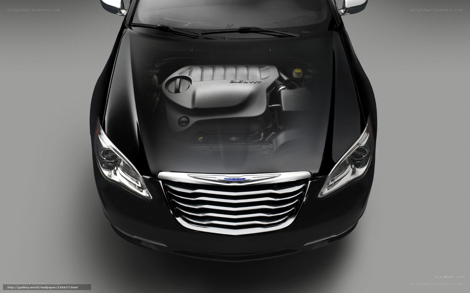 Black Chrysler with open hood