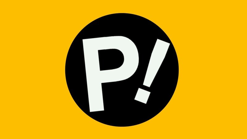 Black Circle with P! — Yellow