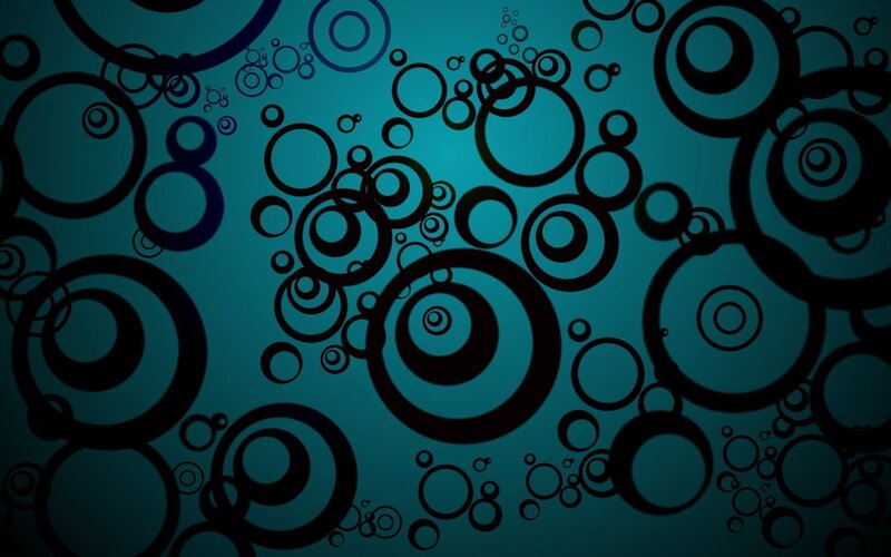 Black Circles on Blue — Abstract