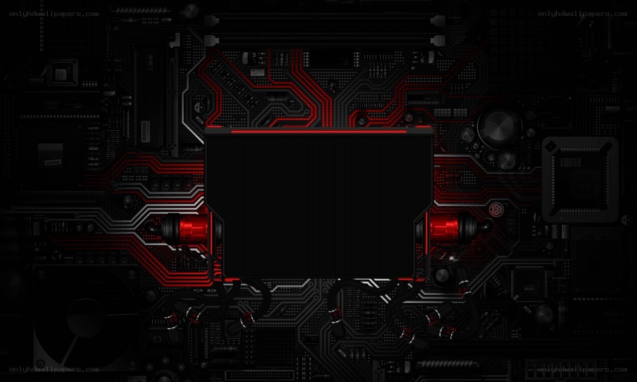 black circuit board with red lights