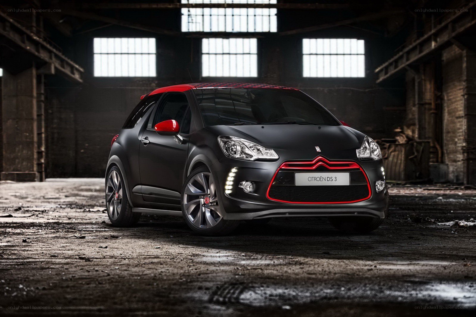 Black Citroën DS3 in warehouse