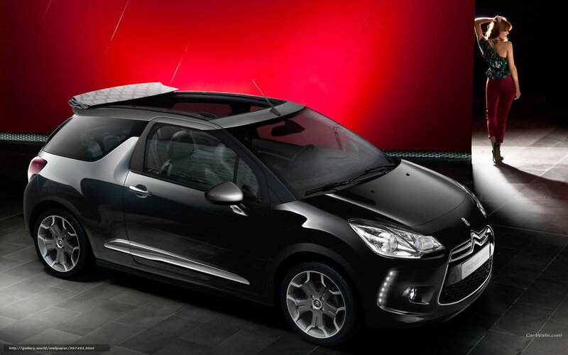 Black Citroen DS3 with woman