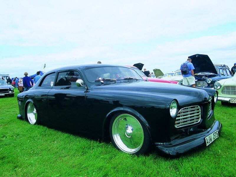 Black classic car at a show