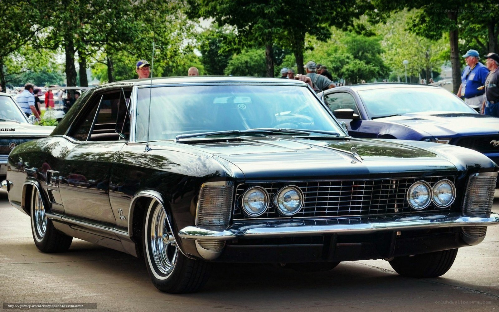 Black classic car at a show