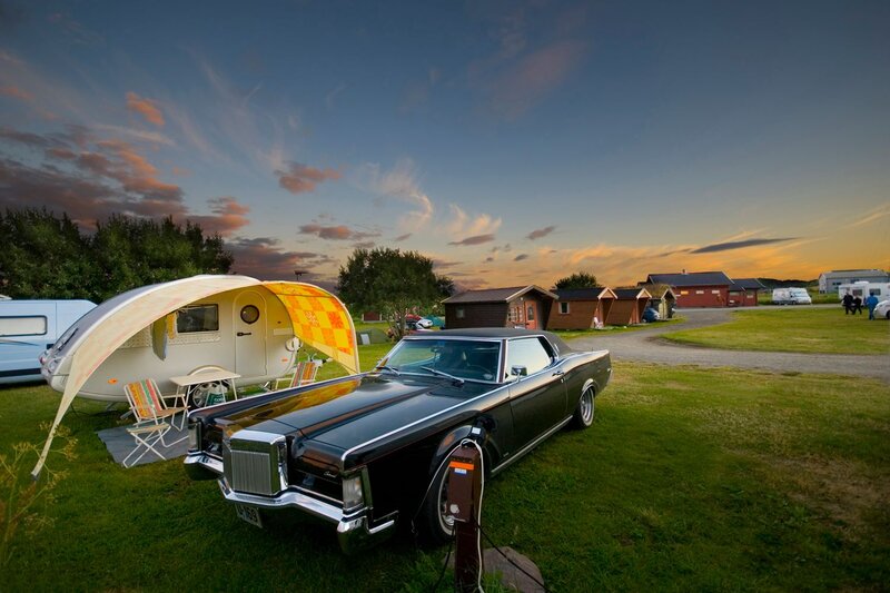 Black Classic Car at Campsite