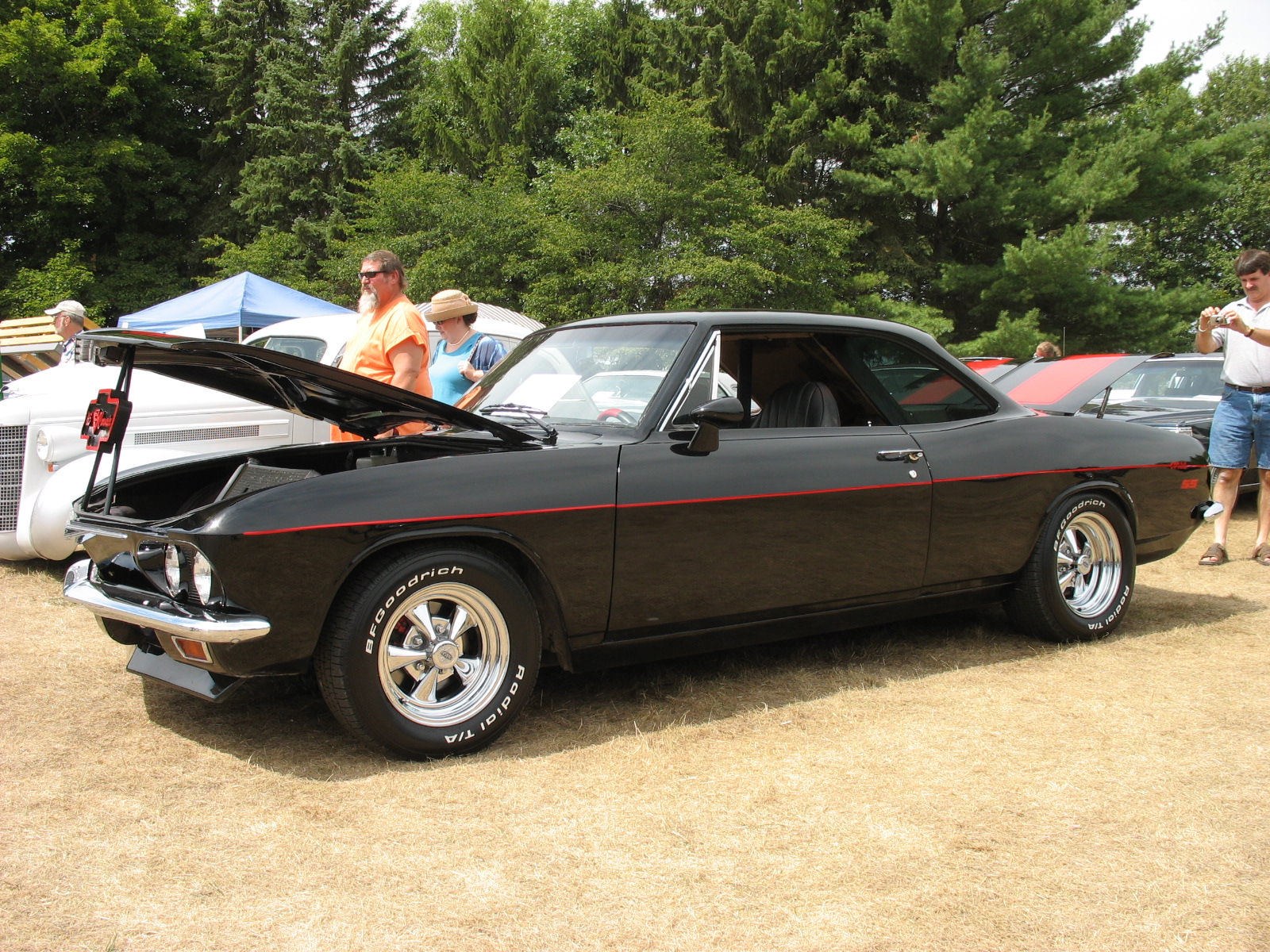 Black classic car at outdoor show
