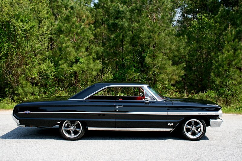 Black Classic Car — Calm, Afternoon, Photograph, Trees, Gravel