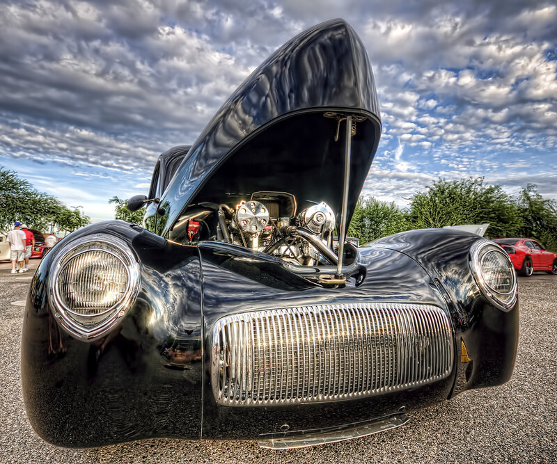 Black Classic Car — Dramatic, Afternoon