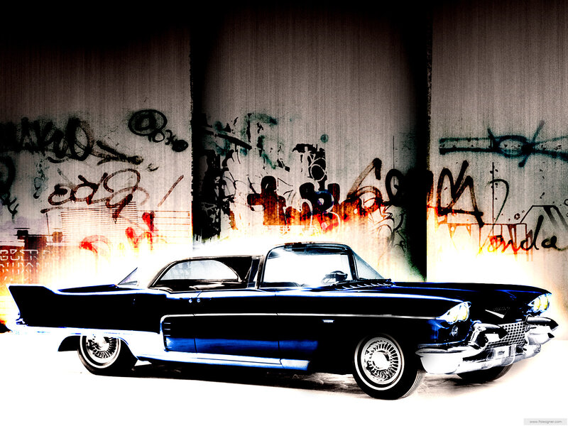 Black Classic Car — Dramatic, Digital Art, Graffiti