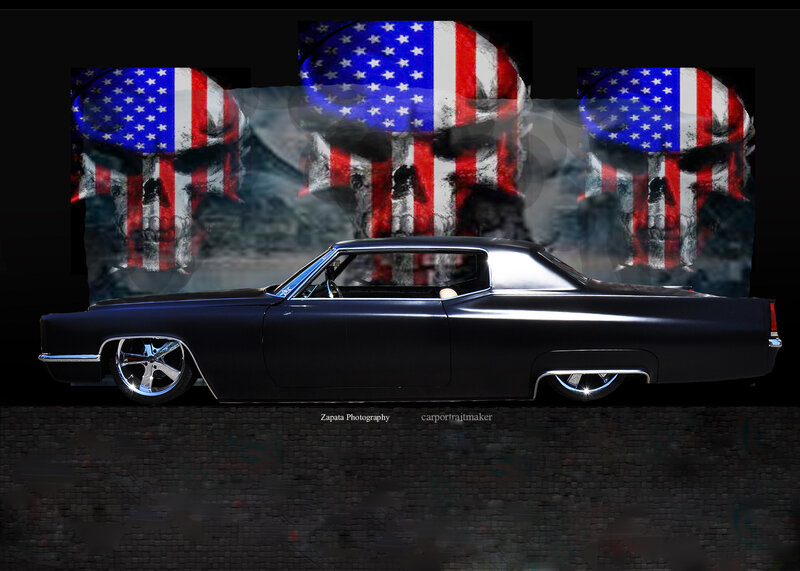 Black Classic Car — Dramatic, Digital Art, Skull
