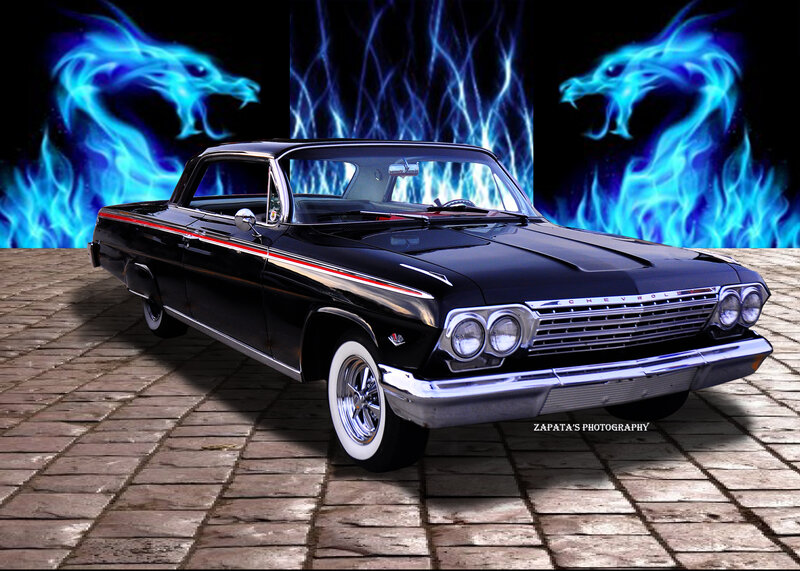 Black Classic Car — Dramatic, Digital Art