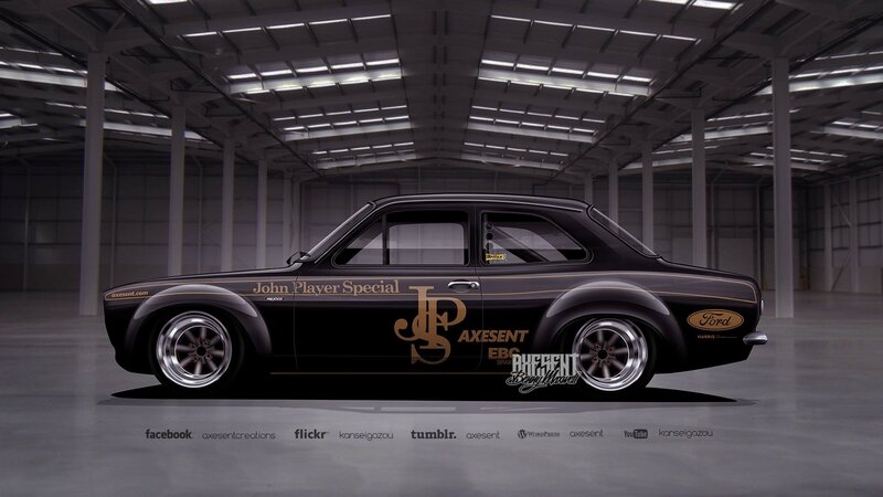 Black Classic Car — Dramatic, Digital Art, Warehouse