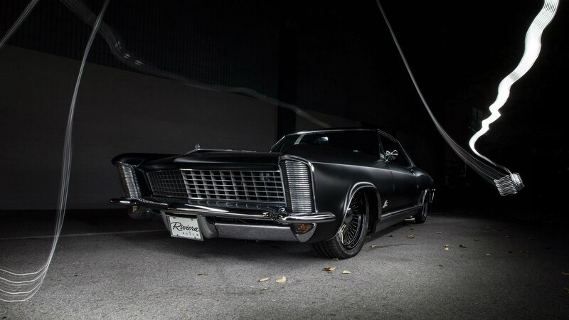 Black Classic Car — Dramatic, Night, Photograph, Light Trails