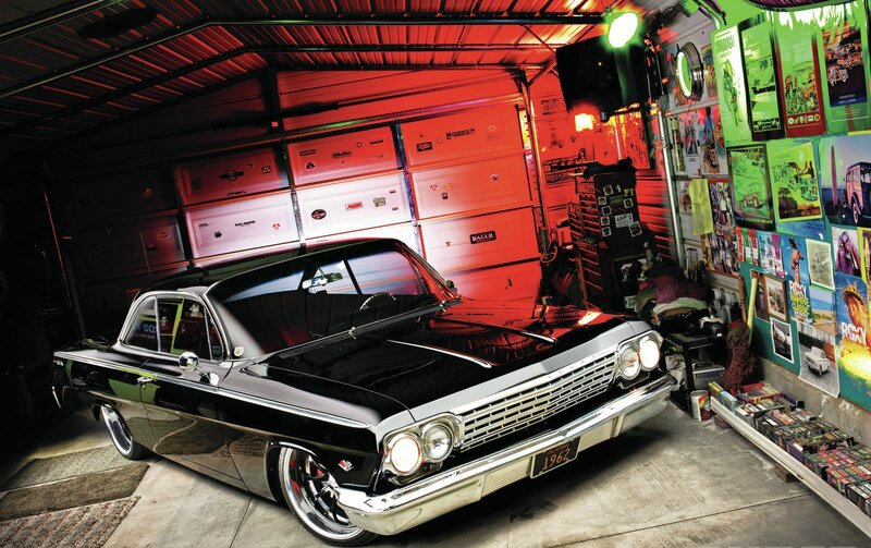 Black Classic Car — Dramatic, Night, Photograph