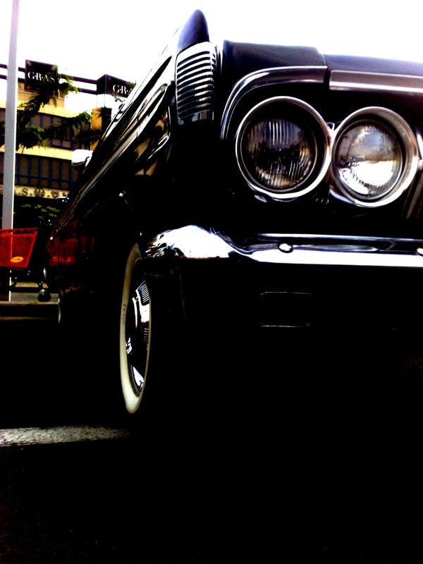 Black Classic Car — Dramatic, Photograph, Building, Street