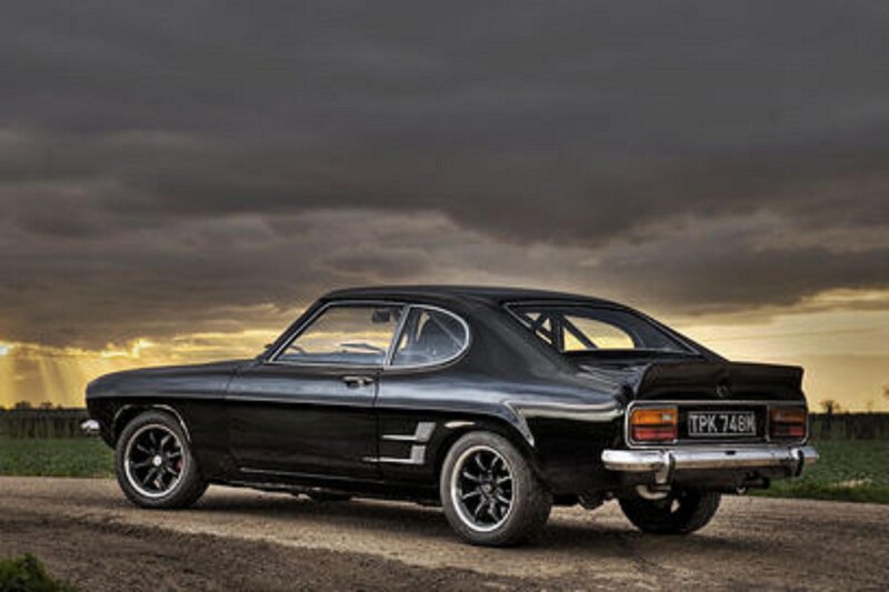 Black Classic Car — Dramatic, Sunset, Photograph, Road