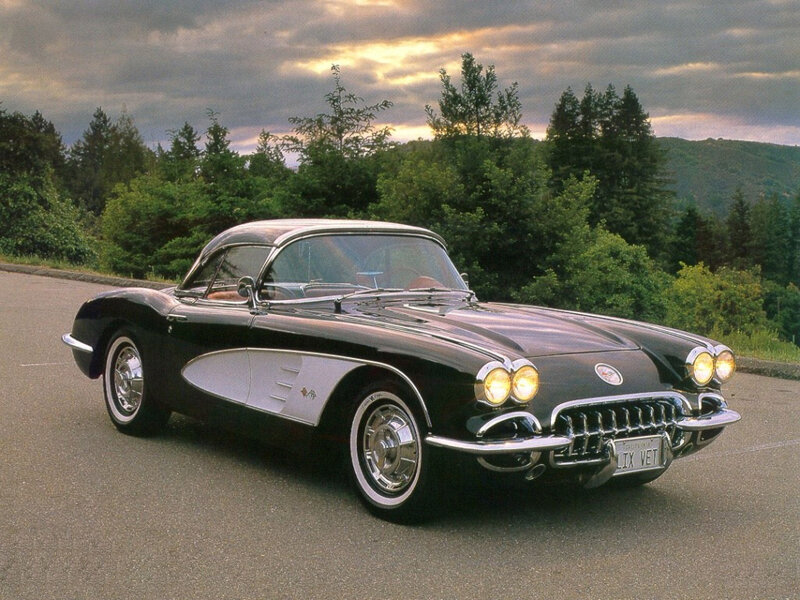 Black Classic Car — Dramatic, Sunset, Photograph, Trees