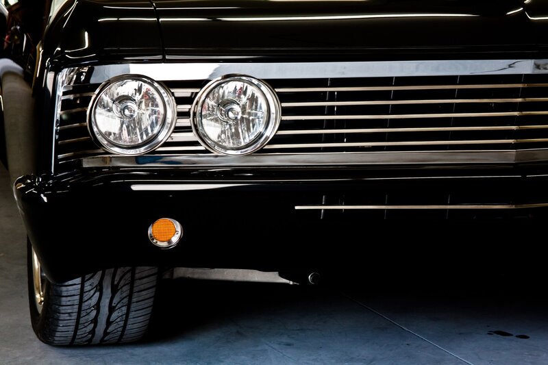 Black Classic Car Front — Dramatic