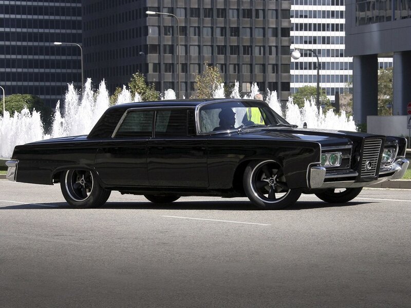 black classic car in city