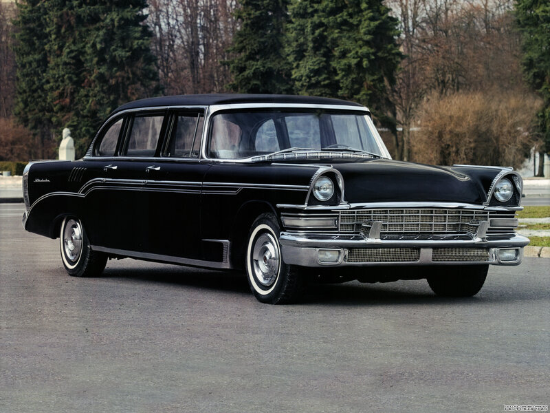 Black classic car in park