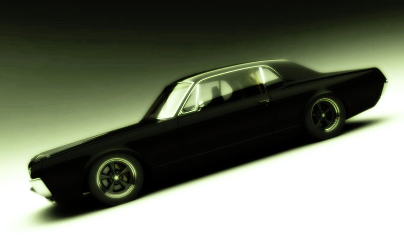 black classic car in studio