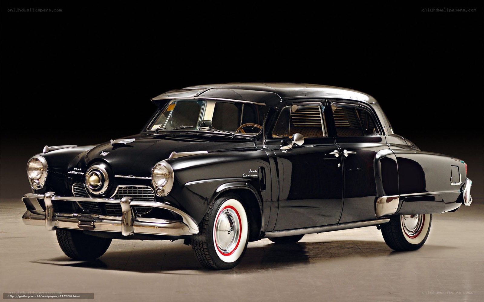 Black classic car on display