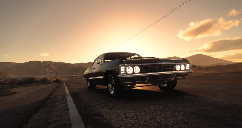Black Classic Car on Road — Brown
