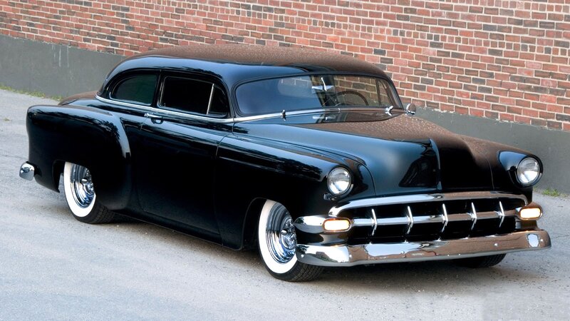 black classic car on street