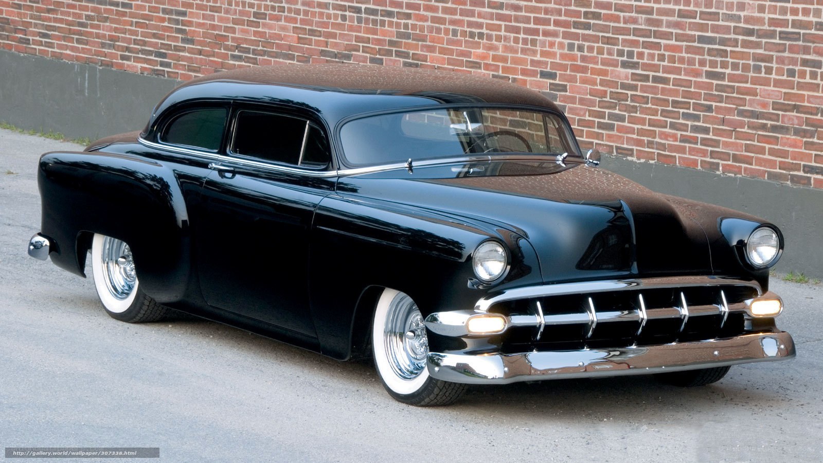 Black classic car on street