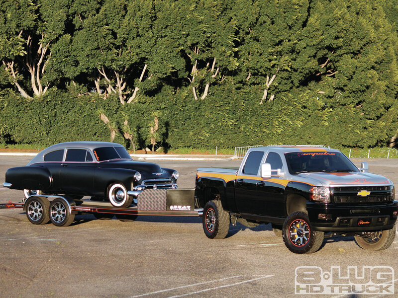 Black Classic Car on Trailer