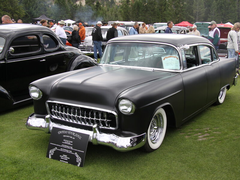 Black Classic Car — Outdoor, Afternoon, Photograph, People