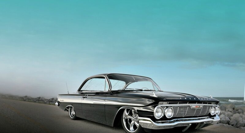 Black Classic Car — Serene, Afternoon, Photograph, Road, Ocean