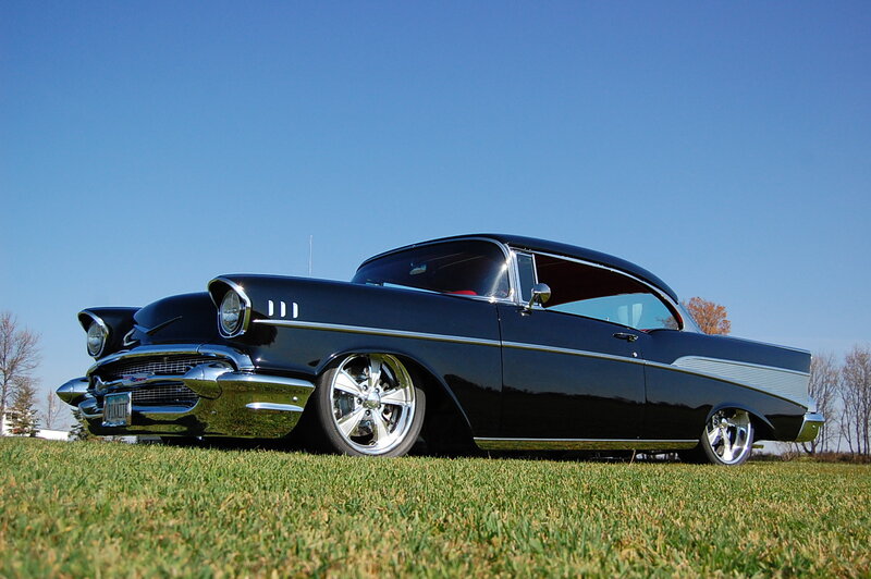 Black Classic Car — Serene, Autumn, Photograph, Grass