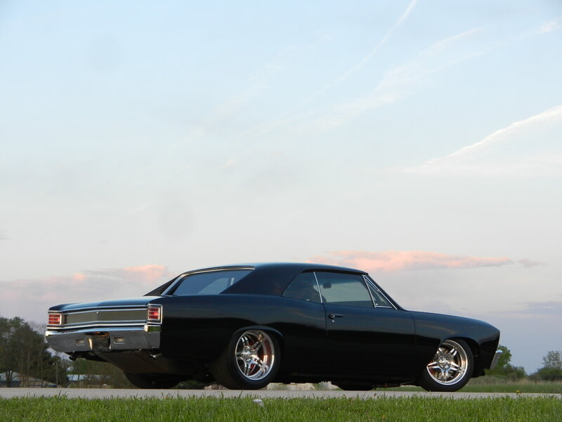 Black Classic Car — Serene, Sunset, Photograph, Grass