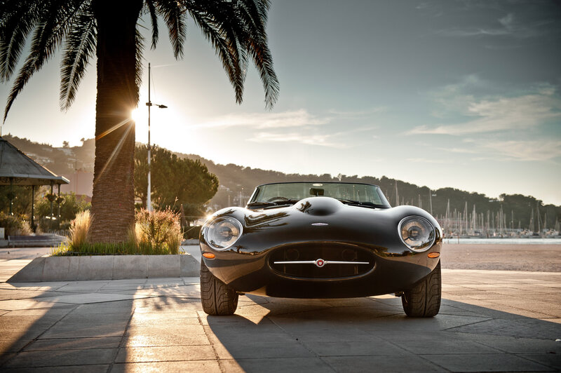 Black Classic Car — Serene, Sunset, Photograph, Palm Tree