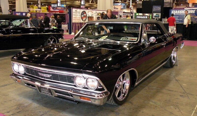 Black classic convertible at car show