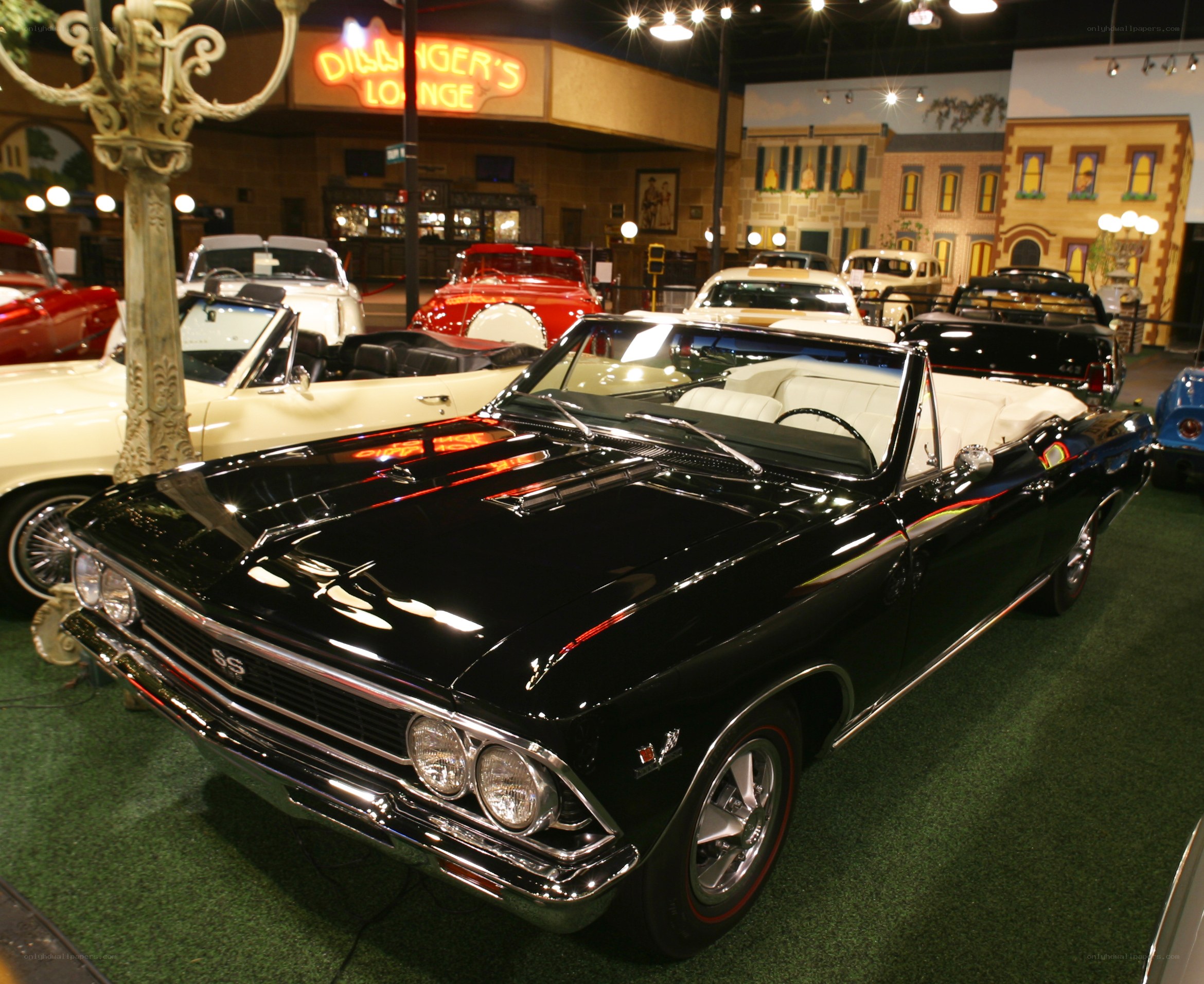 Black classic convertible car display