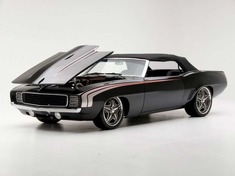 Black classic convertible muscle car