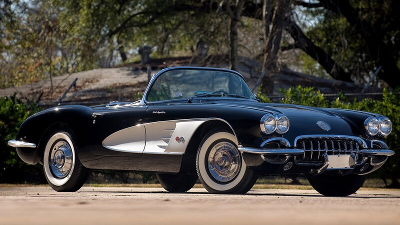 Black Classic Convertible — Serene, Afternoon, Photograph, Trees