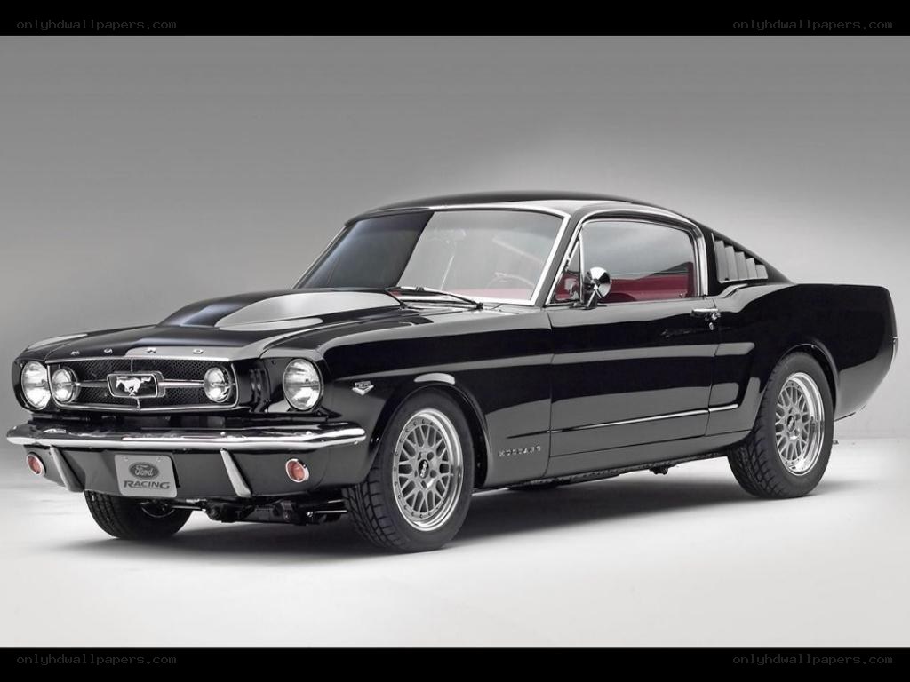 Black classic Ford Mustang