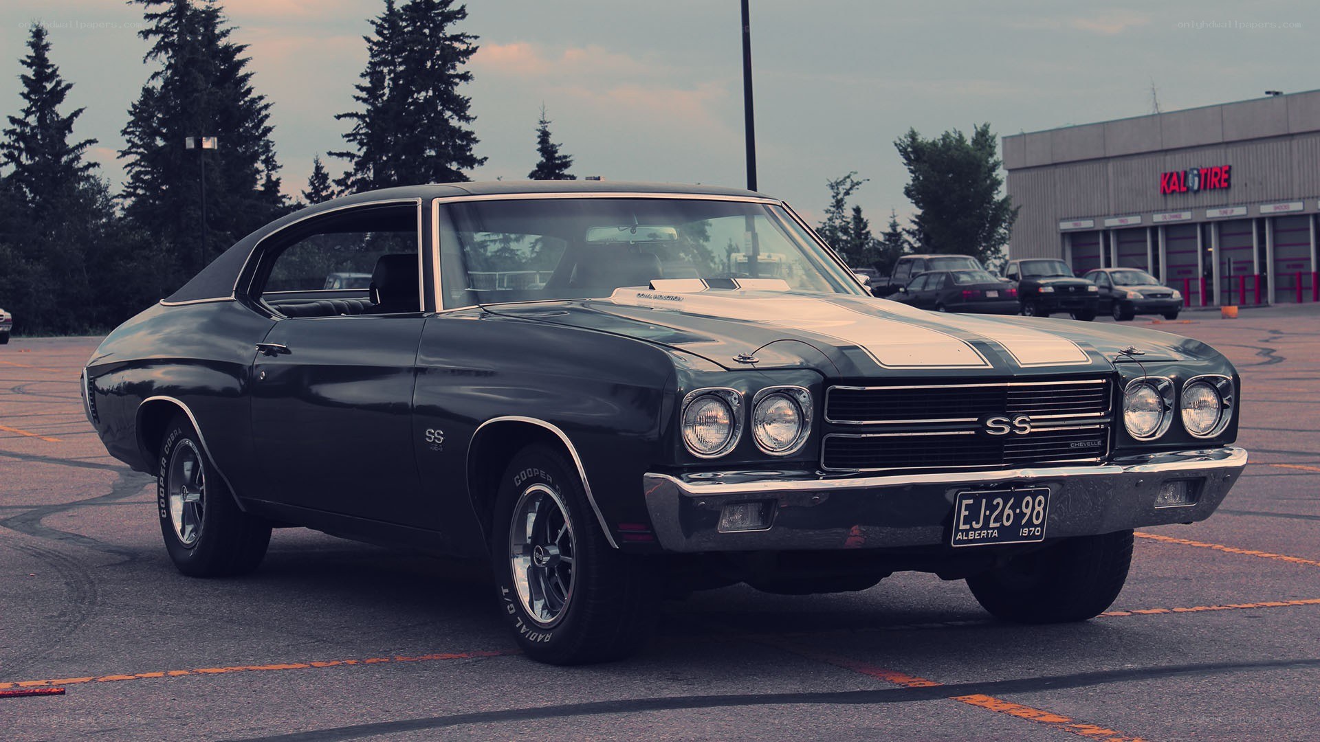 Black classic muscle car