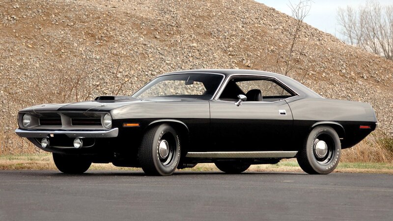 Black classic muscle car