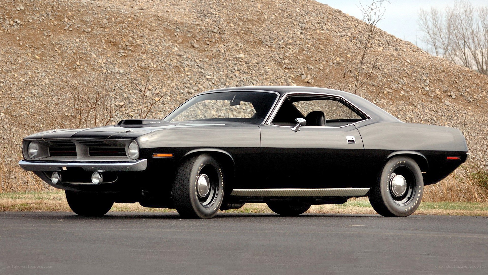 Black classic muscle car