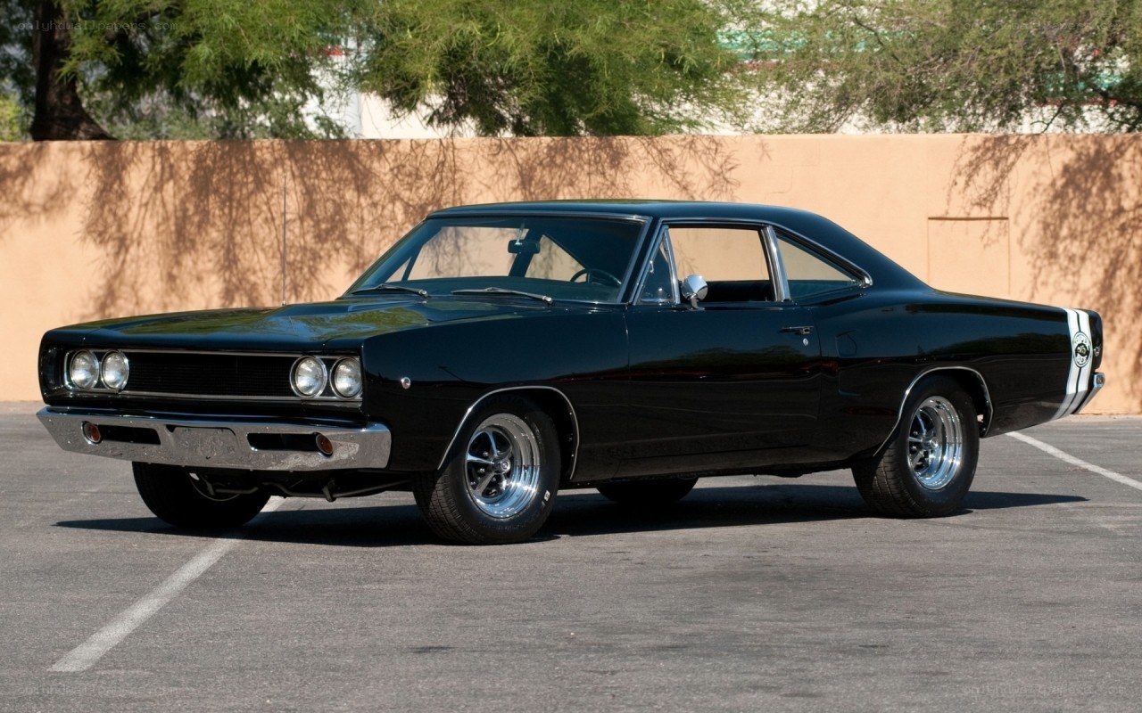 Black classic muscle car