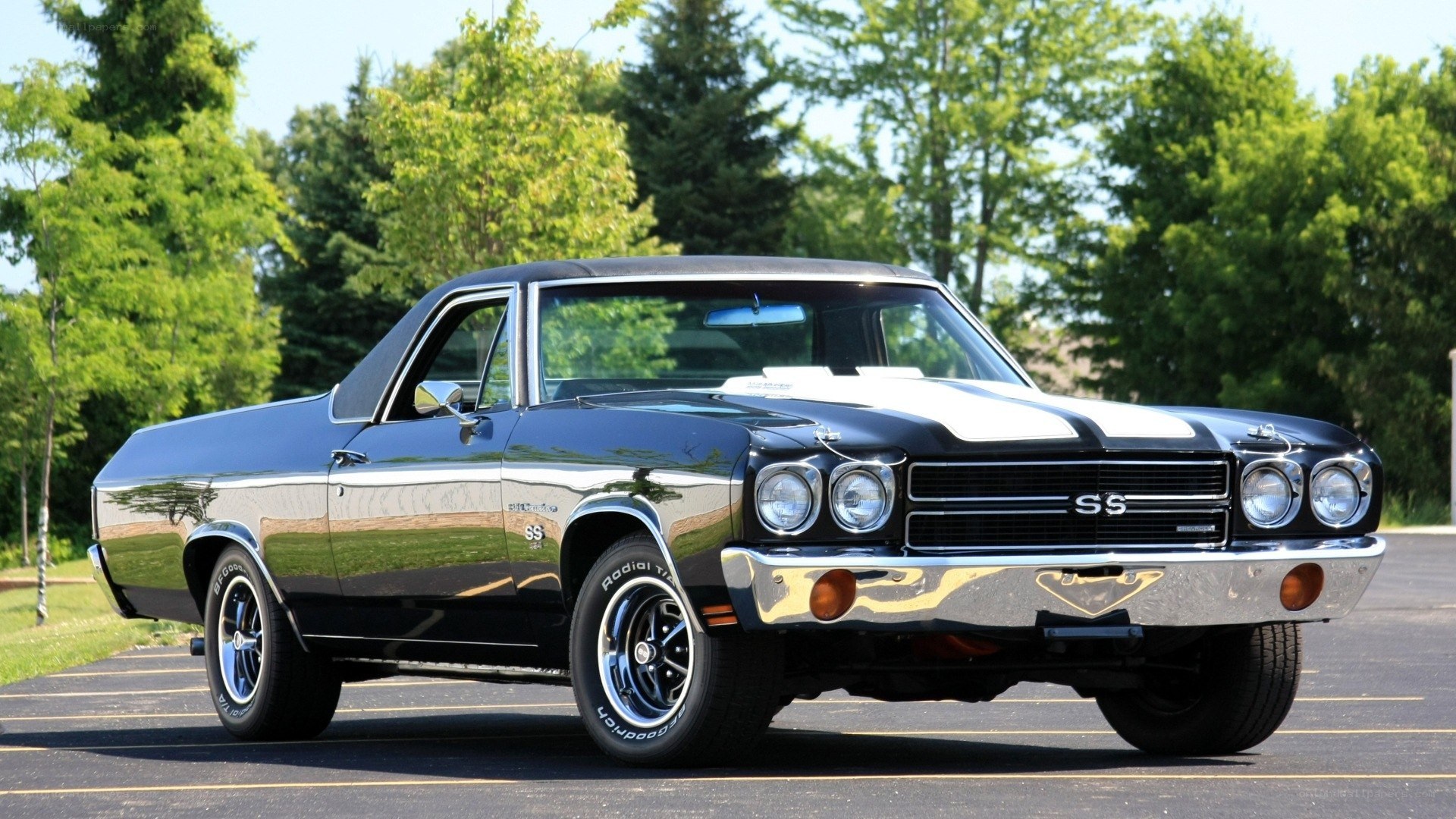 Black classic muscle car
