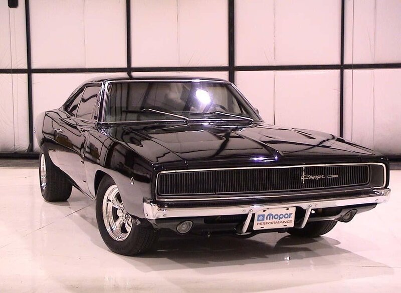 Black classic muscle car