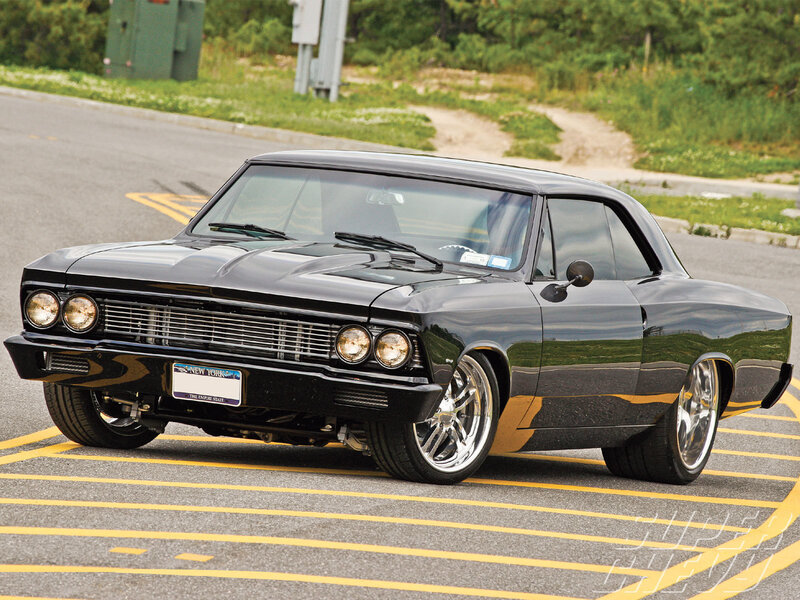 Black classic muscle car