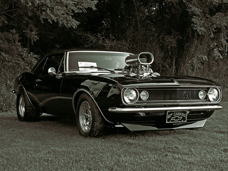 Black classic muscle car