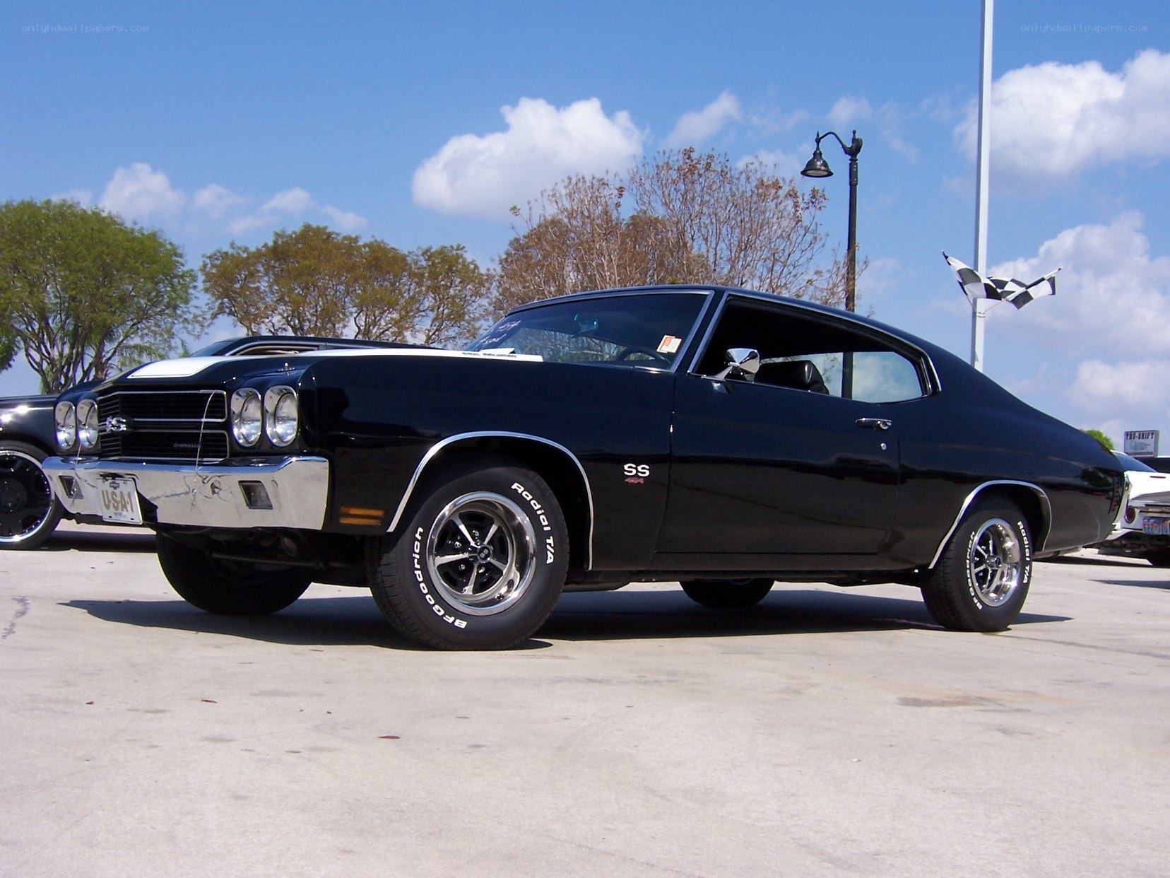 Black classic muscle car